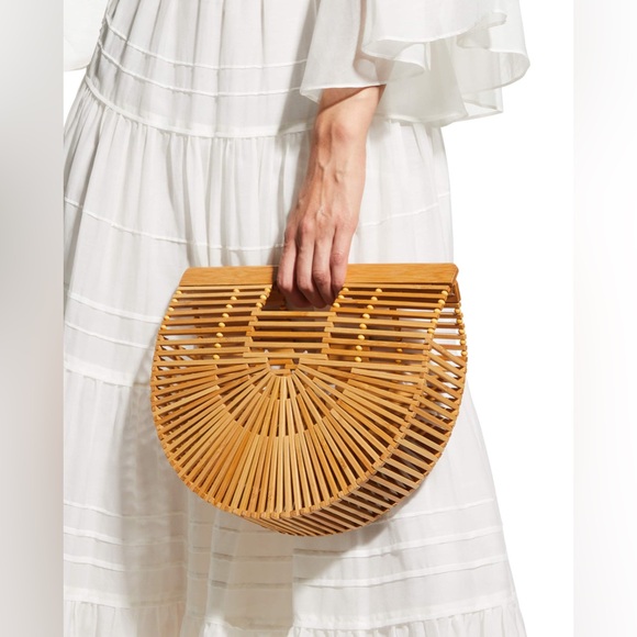 Elegant Tan Bamboo Clutch - Picture 1 of 3